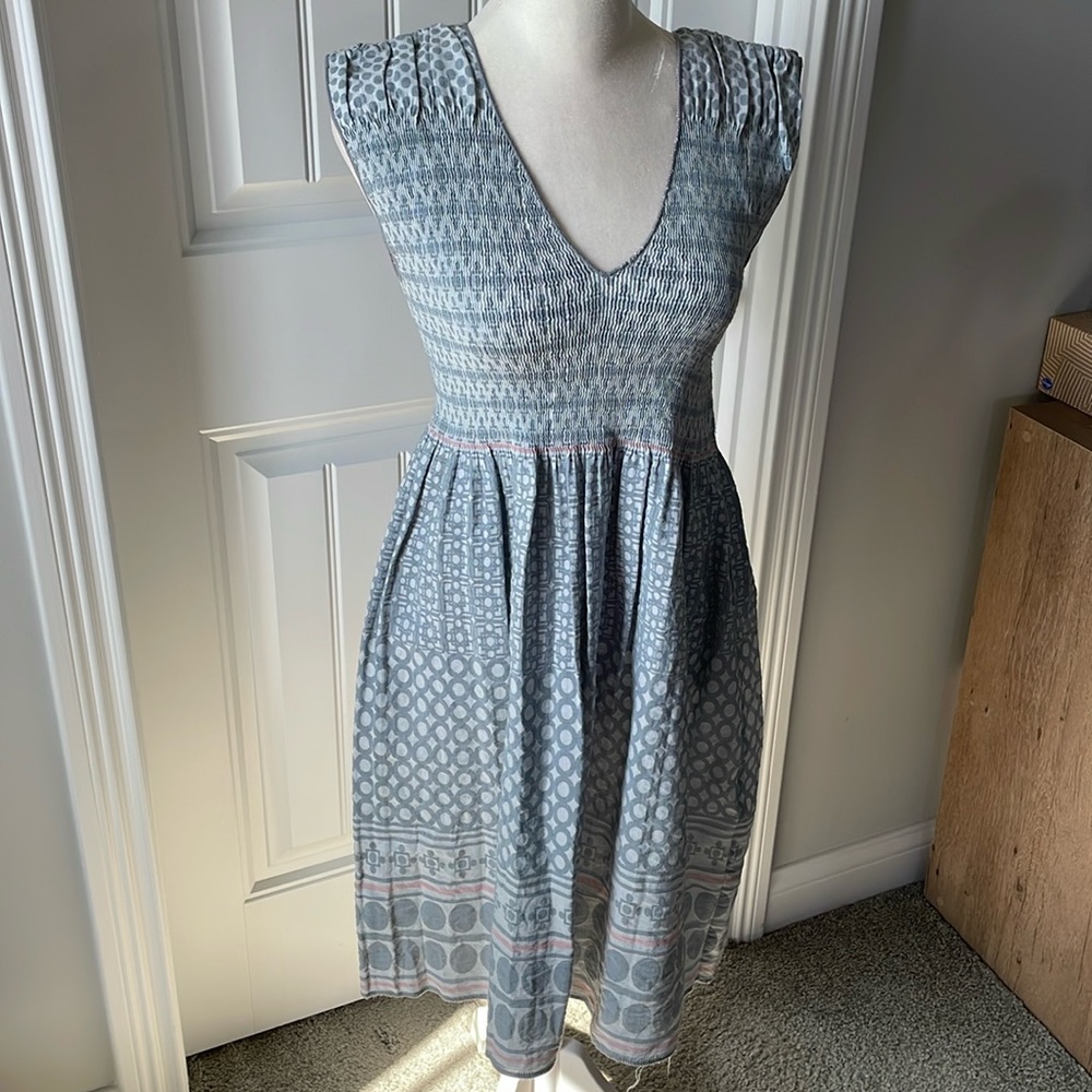 Max Edition blue & blush pleated pattern dress (size S)
